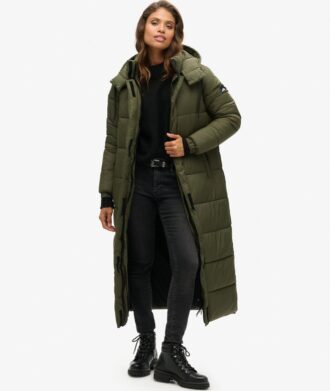 Ripstop-Longline-Puffer-Mantel