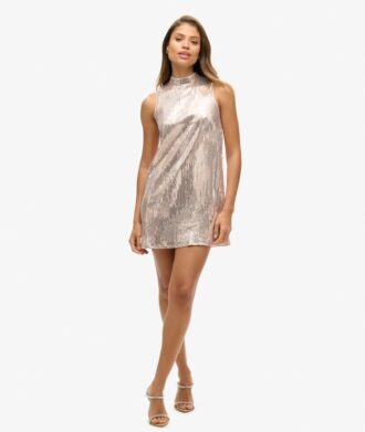Ärmelloses A-Linien-Minikleid mit Pailletten
