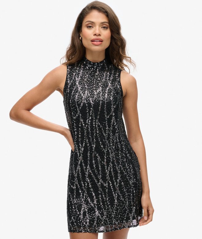 Ärmelloses A-Linien-Minikleid mit Pailletten Ärmelloses A-Linien-Minikleid mit Pailletten