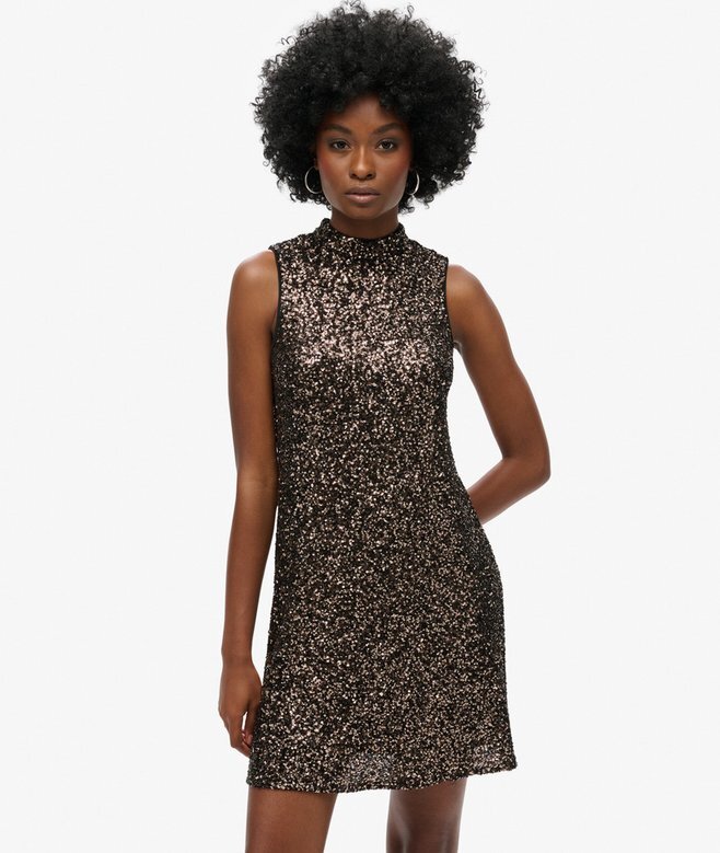 Ärmelloses A-Linien-Minikleid mit Pailletten Ärmelloses A-Linien-Minikleid mit Pailletten