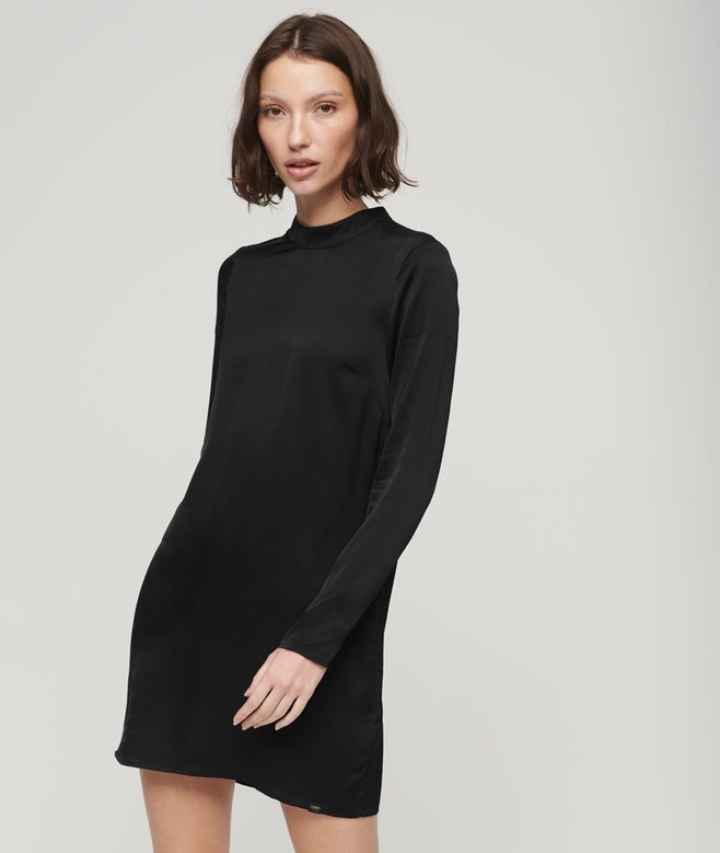 Satin-Minikleid mit Stehkragen Satin-Minikleid mit Stehkragen