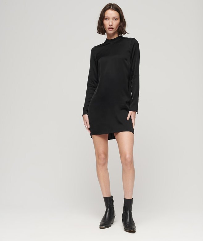 Satin-Minikleid mit Stehkragen Satin-Minikleid mit Stehkragen