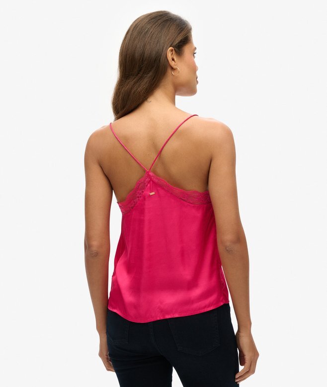 Satin-Oberteil mit Spitzenbesatz Satin-Oberteil mit Spitzenbesatz