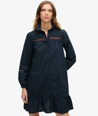 Shirtkleid mit Spitzenmix