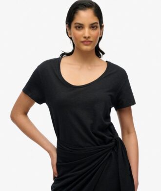 Slub-Midi-Wickelkleid