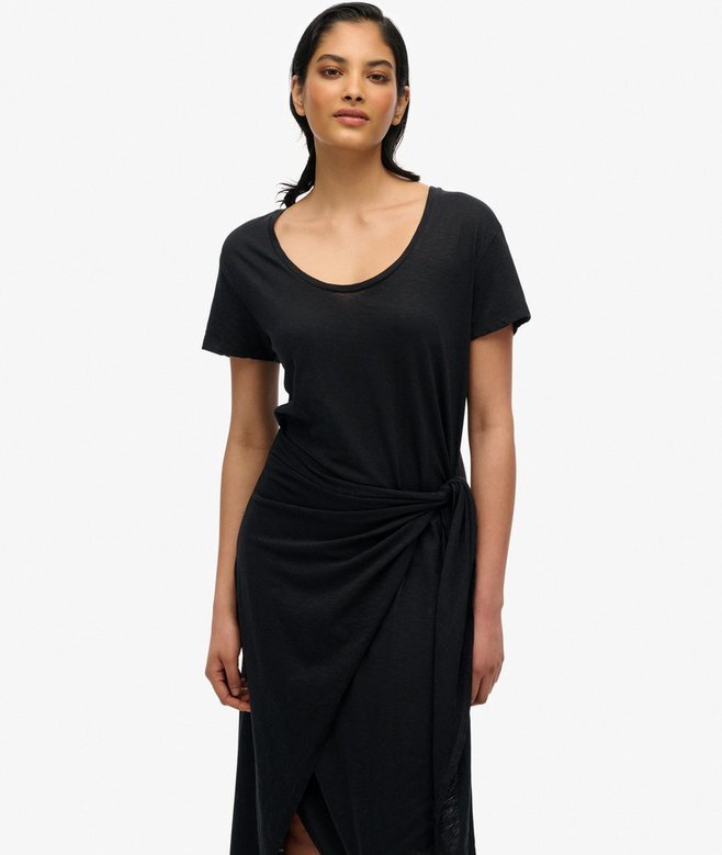 Slub-Midi-Wickelkleid Slub-Midi-Wickelkleid
