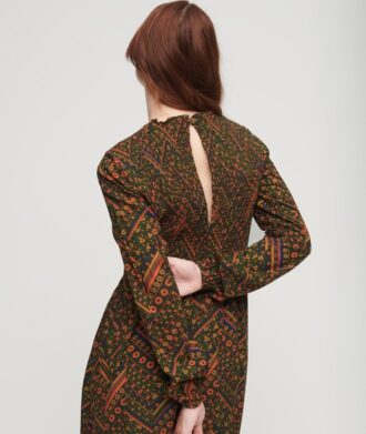 Smok-Kleid mit Print