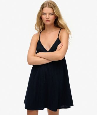 Strukturiertes, gewebtes Cami-Minikleid