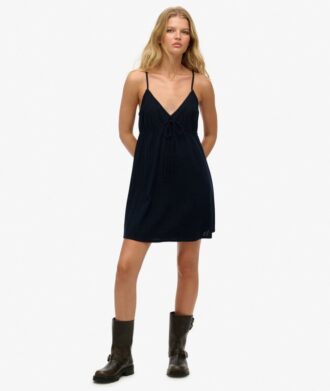 Strukturiertes, gewebtes Cami-Minikleid