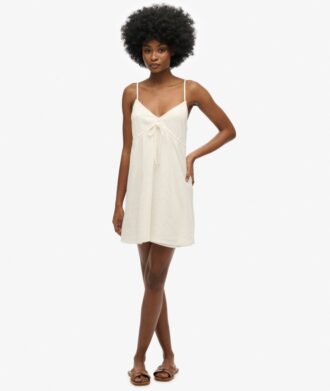 Strukturiertes, gewebtes Cami-Minikleid