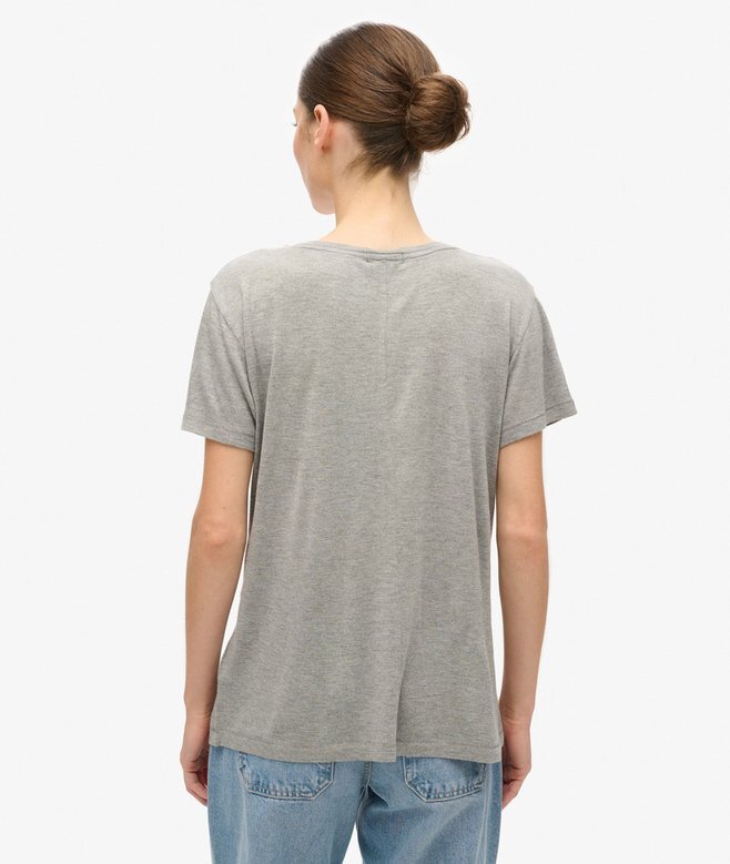 Studios Slub T-Shirt mit Stickerei und V-Ausschnitt Studios Slub T-Shirt mit Stickerei und V-Ausschnitt