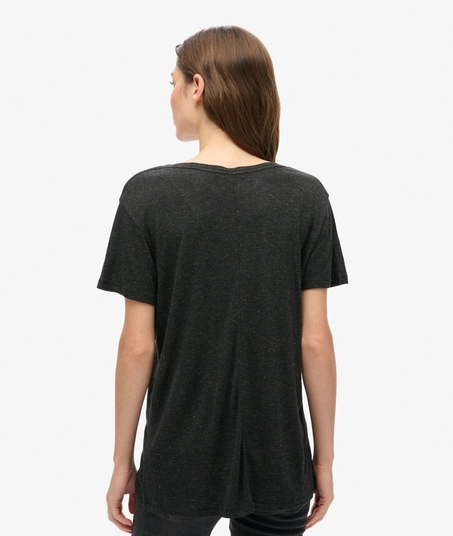 Studios Slub T-Shirt mit Stickerei und V-Ausschnitt Studios Slub T-Shirt mit Stickerei und V-Ausschnitt