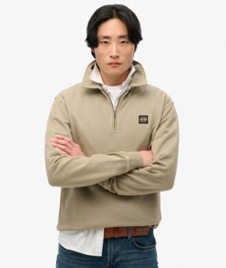 Sweatshirt mit halbem Reißverschluss und Kontrastnähten Sweatshirt mit halbem Reißverschluss und Kontrastnähten