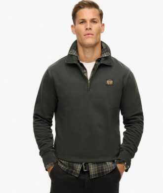 Sweatshirt mit halbem Reißverschluss und Kontrastnähten Sweatshirt mit halbem Reißverschluss und Kontrastnähten