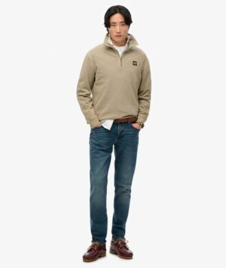 Sweatshirt mit halbem Reißverschluss und Kontrastnähten