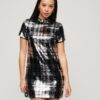T-Shirt-Kleid mit hohem Kragen und Pailletten