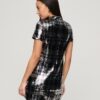 T-Shirt-Kleid mit hohem Kragen und Pailletten