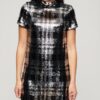 T-Shirt-Kleid mit hohem Kragen und Pailletten