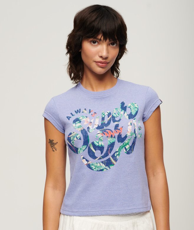 T-Shirt mit Blumenmuster und Flügelärmeln T-Shirt mit Blumenmuster und Flügelärmeln