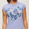 T-Shirt mit Blumenmuster und Flügelärmeln T-Shirt mit Blumenmuster und Flügelärmeln