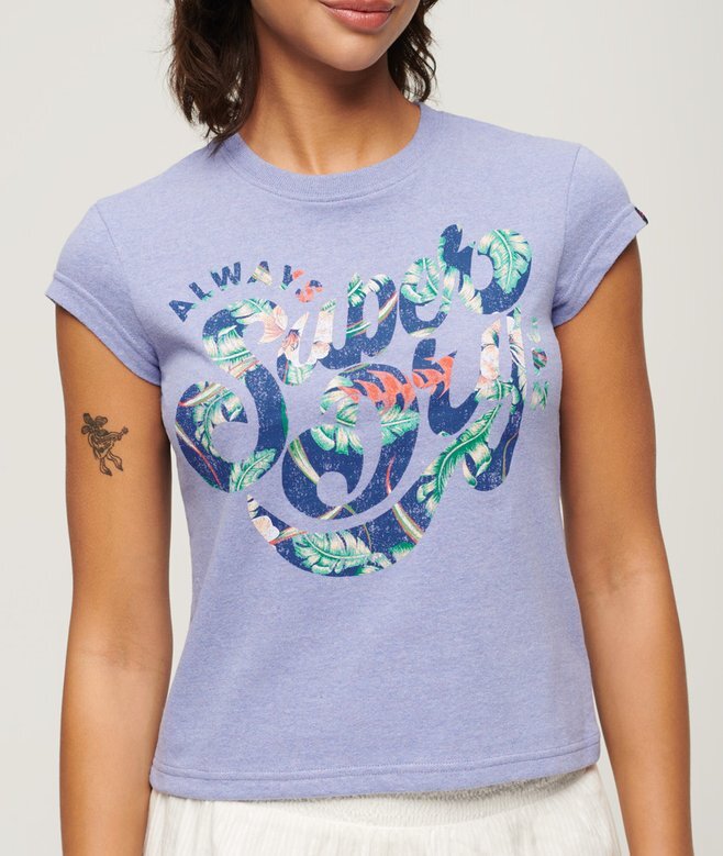 T-Shirt mit Blumenmuster und Flügelärmeln T-Shirt mit Blumenmuster und Flügelärmeln