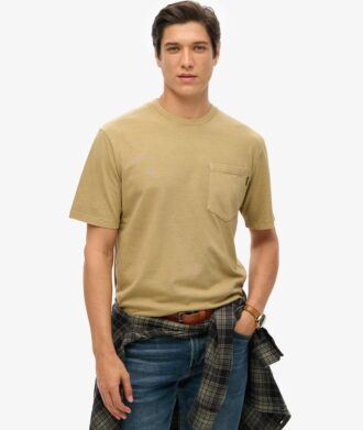 T-Shirt mit kontrastfarbener Naht an der Tasche