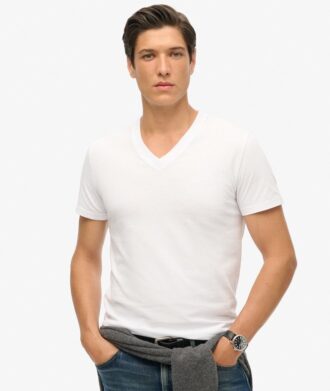 T-Shirt mit V-Ausschnitt und gesticktem Logo aus Organic Cotton T-Shirt mit V-Ausschnitt und gesticktem Logo aus Organic Cotton