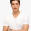 T-Shirt mit V-Ausschnitt und gesticktem Logo aus Organic Cotton