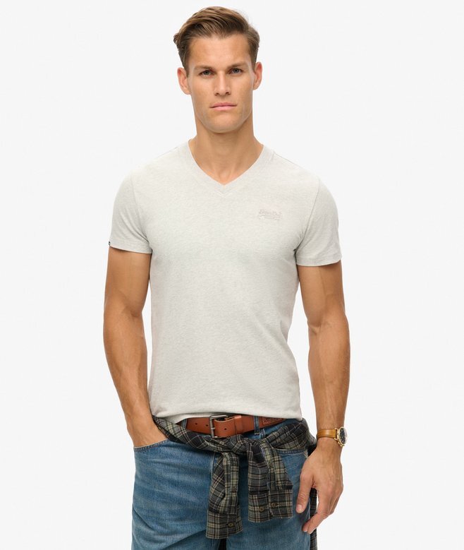 T-Shirt mit V-Ausschnitt und „Organic Cotton Essential“-Logo T-Shirt mit V-Ausschnitt und „Organic Cotton Essential“-Logo