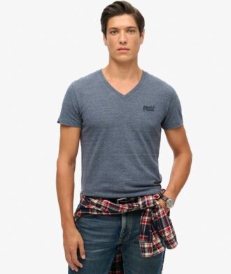 T-Shirt mit V-Ausschnitt und „Organic Cotton Essential“-Logo