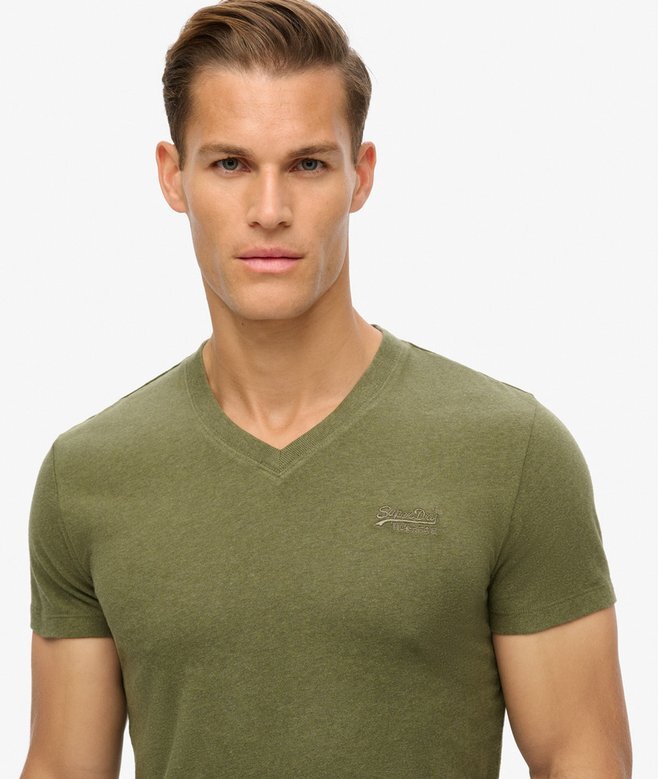 T-Shirt mit V-Ausschnitt und „Organic Cotton Essential“-Logo T-Shirt mit V-Ausschnitt und „Organic Cotton Essential“-Logo