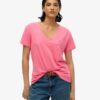 T-Shirt mit V-Ausschnitt und Slub-Stickerei