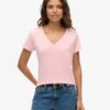 T-Shirt mit V-Ausschnitt und Slub-Stickerei T-Shirt mit V-Ausschnitt und Slub-Stickerei