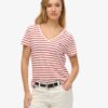 T-Shirt mit V-Ausschnitt und Slub-Stickerei