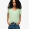 T-Shirt mit V-Ausschnitt und Slub-Stickerei