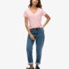 T-Shirt mit V-Ausschnitt und Slub-Stickerei T-Shirt mit V-Ausschnitt und Slub-Stickerei