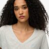 T-Shirt mit V-Ausschnitt und Slub-Stickerei