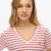 T-Shirt mit V-Ausschnitt und Slub-Stickerei