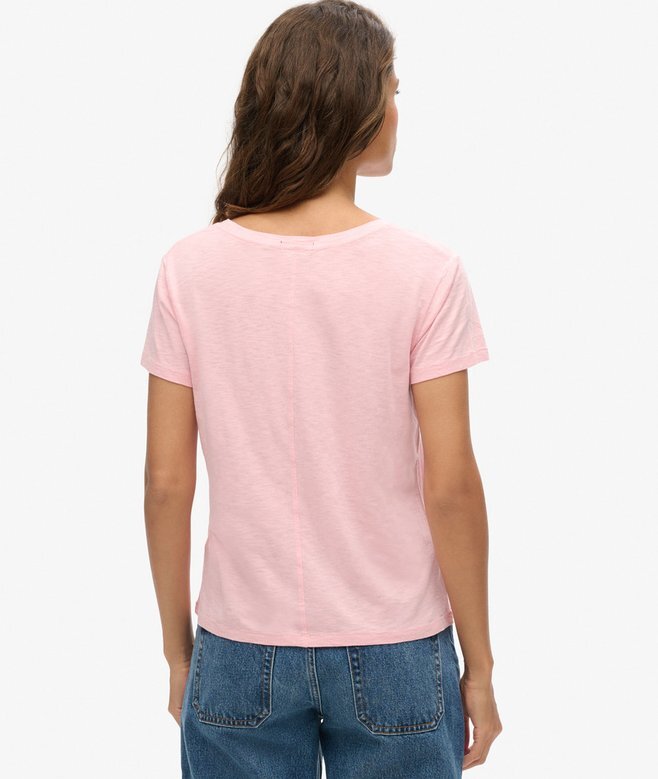 T-Shirt mit V-Ausschnitt und Slub-Stickerei T-Shirt mit V-Ausschnitt und Slub-Stickerei