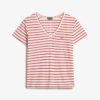 T-Shirt mit V-Ausschnitt und Slub-Stickerei