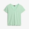 T-Shirt mit V-Ausschnitt und Slub-Stickerei