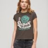 T-Shirt mit verziertem Poster-Motiv und Flügelärmeln