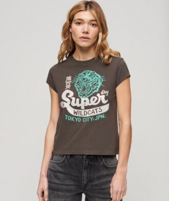 T-Shirt mit verziertem Poster-Motiv und Flügelärmeln