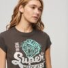 T-Shirt mit verziertem Poster-Motiv und Flügelärmeln