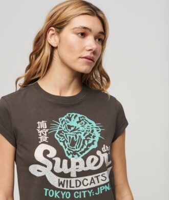 T-Shirt mit verziertem Poster-Motiv und Flügelärmeln