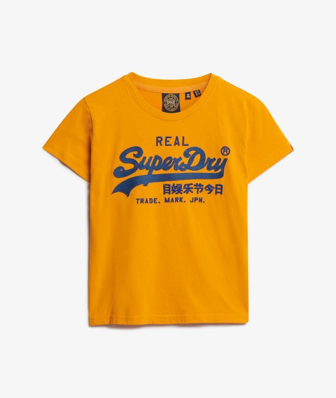 Tailliertes T-Shirt mit gesticktem Vintage-Logo Tailliertes T-Shirt mit gesticktem Vintage-Logo