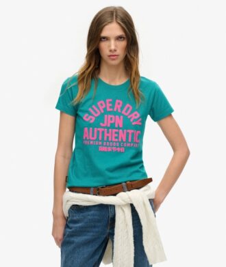 Tailliertes T-Shirt mit Puff-Print