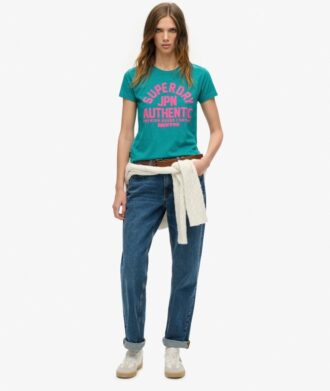 Tailliertes T-Shirt mit Puff-Print