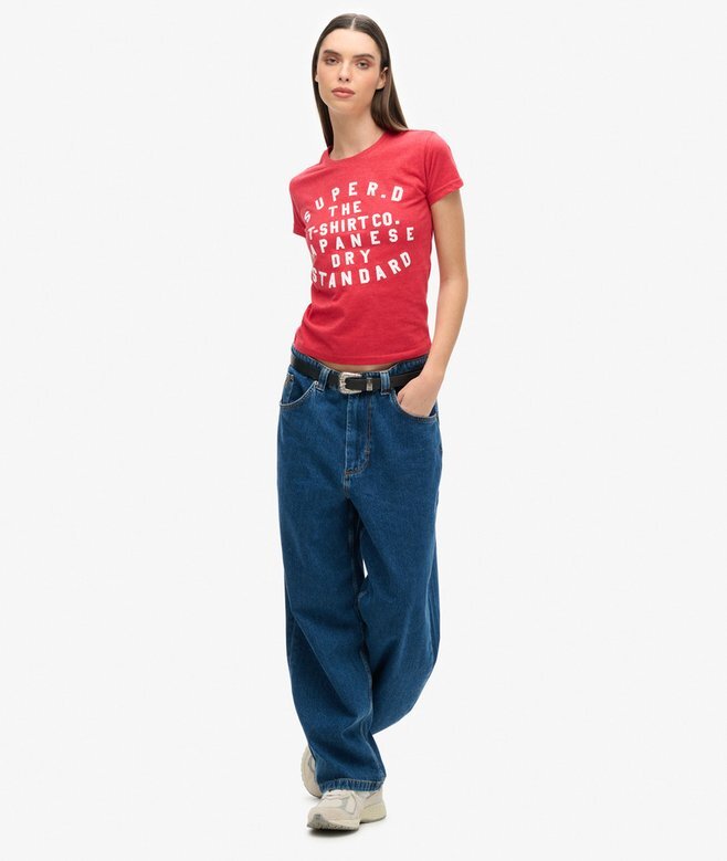 Tailliertes T-Shirt mit Puff-Print Tailliertes T-Shirt mit Puff-Print