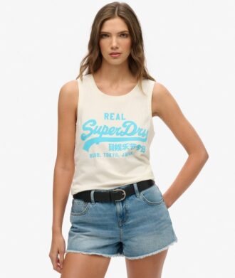 Tanktop mit Vintage-Logo und U-Ausschnitt